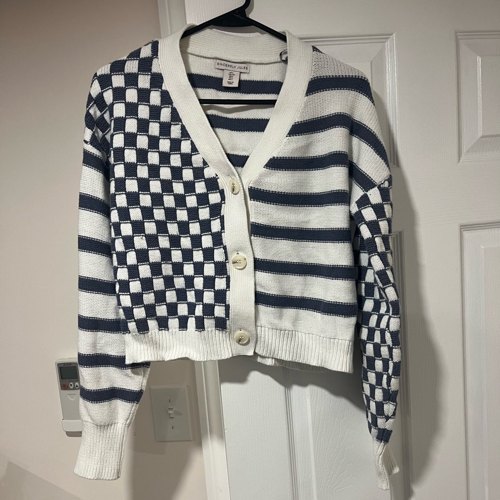 Sincerely Jules Cropped Cardigan Checkered